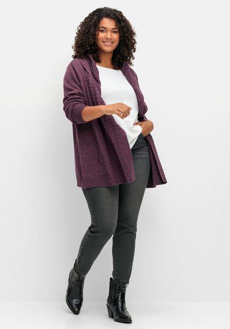 sheego by Joe Browns Cardigan mit Kapuze und Knopfverschluss - brombeer sheego zollfrei