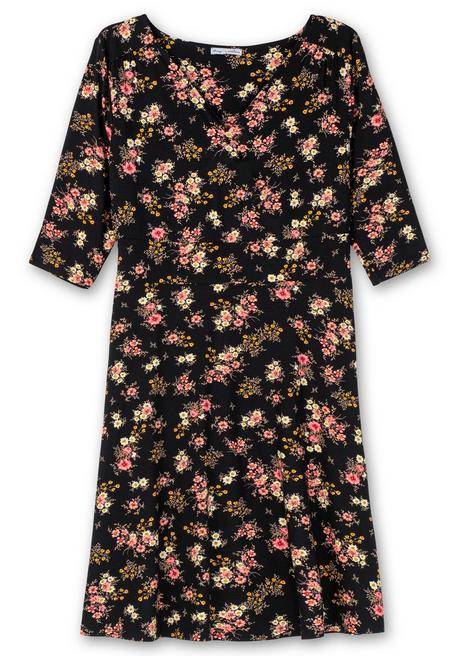 sheego by Joe Browns Jerseykleid mit Blumendruck und ausgestelltem Rock - schwarz gemustert sheego Outlet