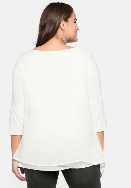 sheego Blusenshirt in leichter A-Linie mit Zipfelsaum - offwhite sheego Verkauf