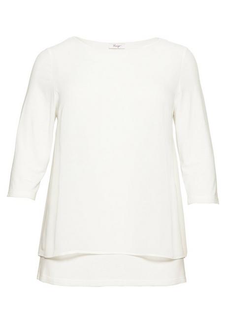 sheego Blusenshirt in leichter A-Linie mit Zipfelsaum - offwhite sheego Verkauf
