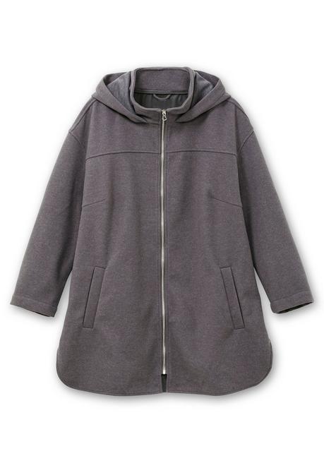 sheego Kapuzenjacke mit Stehkragen und Reißverschluss - anthrazit sheego Hotsell