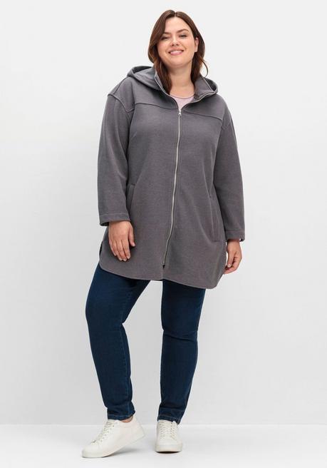 sheego Kapuzenjacke mit Stehkragen und Reißverschluss - anthrazit sheego Hotsell