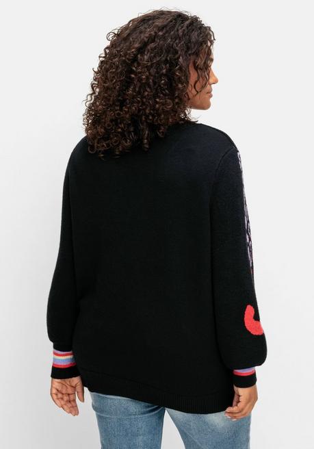 sheego by Joe Browns Pullover mit Animalmotiv und Ballonärmeln - schwarz gemustert sheego Schlussverkauf