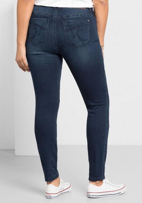 sheego Skinny Power-Stretch-Jeans im Biker-Look - dark blue Denim sheego Meist gekauft