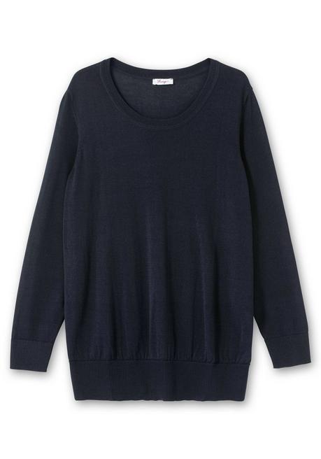 sheego Pullover aus leichtem Strick, mit Rundhalsausschnitt - tiefblau sheego Limitierter Zeitrabatt