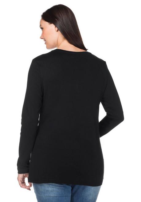 sheego Langarmshirt mit Knopfleiste - schwarz sheego Günstig kaufen
