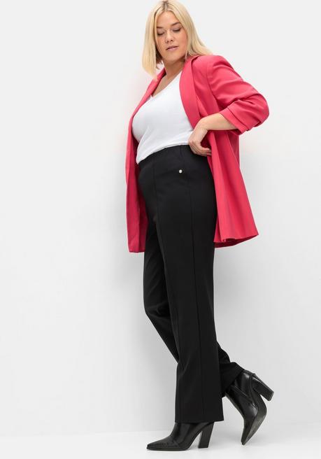 sheego Gerade Hose aus Interlock, mit elastischem Bund - schwarz sheego Begrenztes Angebot