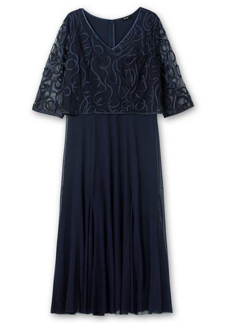 sheego Abendkleid aus Mesh, mit Zierborten - tiefblau sheego Online Shopping