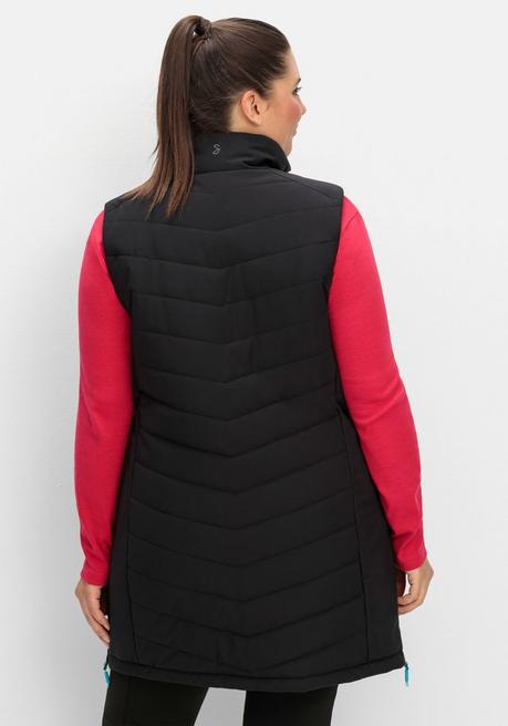 sheego Lange Funktions-Steppweste mit Stehkragen - schwarz sheego Preisnachlass