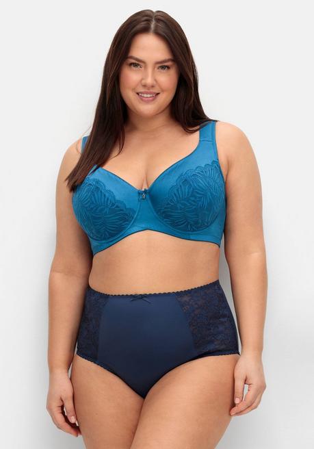 sheego Bügel-BH aus floraler Spitze, mit Seitenstützen - blau sheego Online Outlet