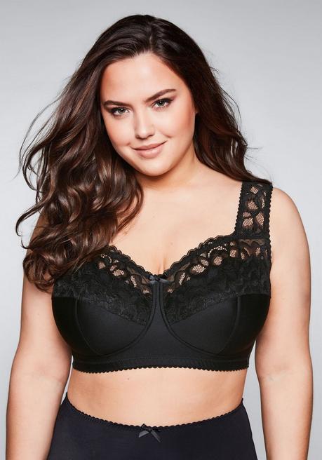 sheego BH ohne Bügel mit wattierten Cups - schwarz sheego Zeitlich begrenztes Angebot