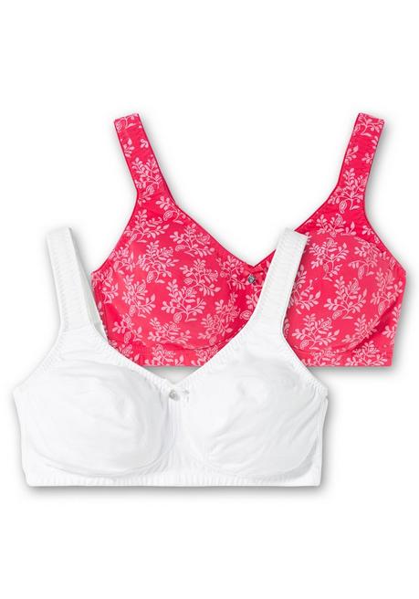 sheego Doppelpack Entlastungs-BHs ohne Bügel - weiß+orchidee sheego Bis zu 50% Rabatt