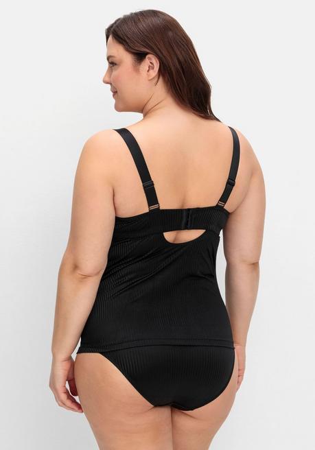 sheego BH-Hemd mit Spitzen-Cups und tonigen Streifen - schwarz sheego Bis zu 60% Rabatt
