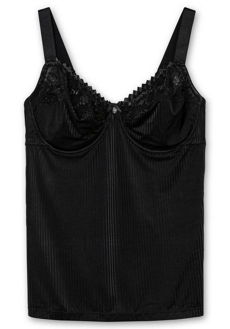 sheego BH-Hemd mit Spitzen-Cups und tonigen Streifen - schwarz sheego Bis zu 60% Rabatt
