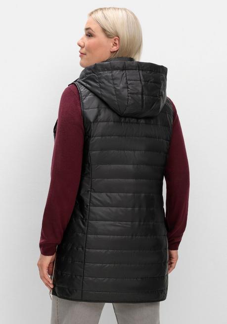 sheego Longweste mit Kapuze und Kontrastdetails - schwarz sheego 50% Rabatt für begrenzte Zeit