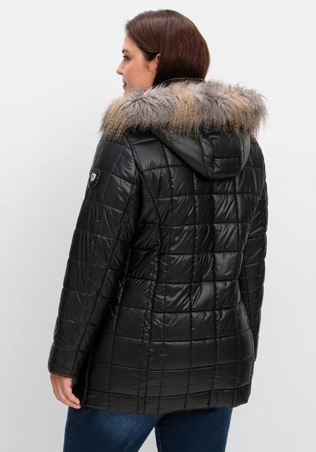 sheego Leicht glänzende Steppjacke mit Kunstfell-Kapuze - schwarz sheego Rabatte dieses Monats
