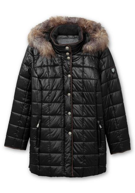 sheego Leicht glänzende Steppjacke mit Kunstfell-Kapuze - schwarz sheego Rabatte dieses Monats