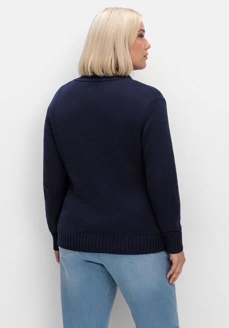 sheego Strickjacke mit Troyerkragen und 2-Wege-Zipper - marine sheego Angebote