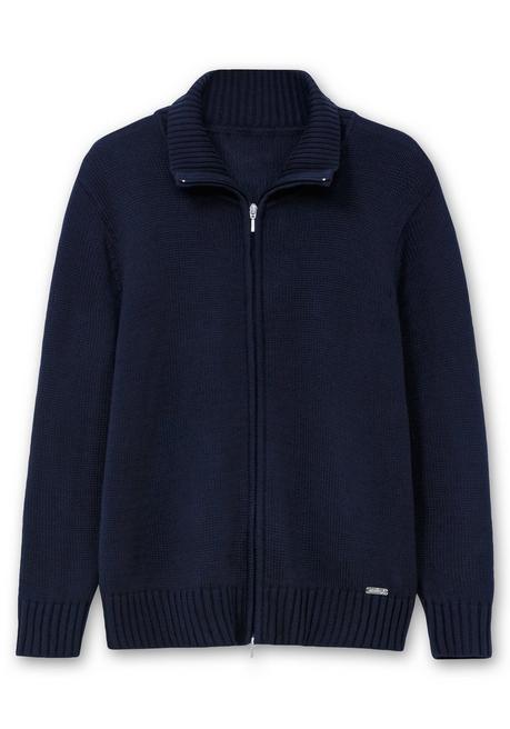 sheego Strickjacke mit Troyerkragen und 2-Wege-Zipper - marine sheego Angebote