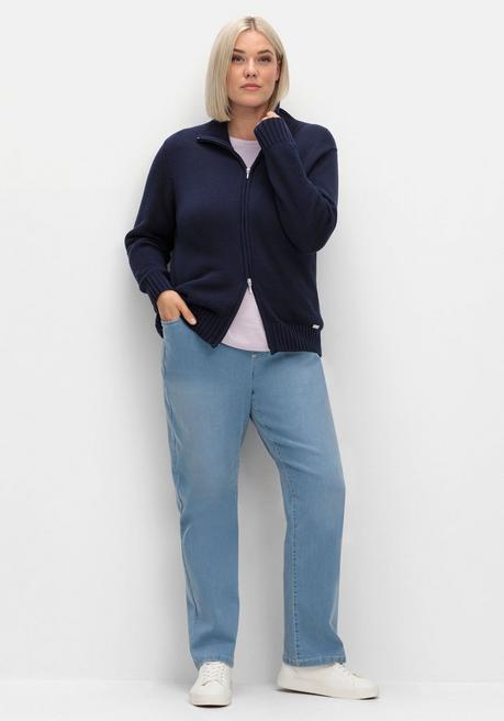 sheego Strickjacke mit Troyerkragen und 2-Wege-Zipper - marine sheego Angebote