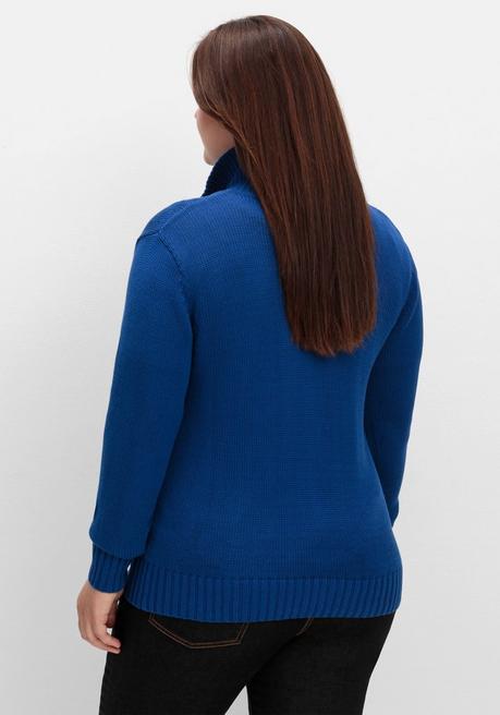 sheego Strickjacke mit Troyerkragen und 2-Wege-Zipper - royalblau sheego Hotsell