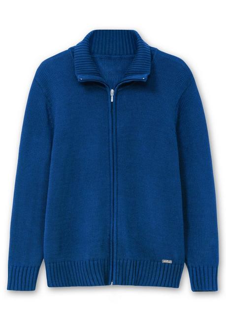sheego Strickjacke mit Troyerkragen und 2-Wege-Zipper - royalblau sheego Hotsell