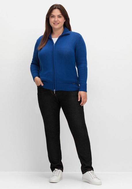sheego Strickjacke mit Troyerkragen und 2-Wege-Zipper - royalblau sheego Hotsell