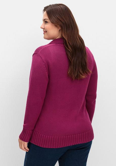 sheego Strickjacke mit Troyerkragen und 2-Wege-Zipper - fuchsia sheego im Angebot