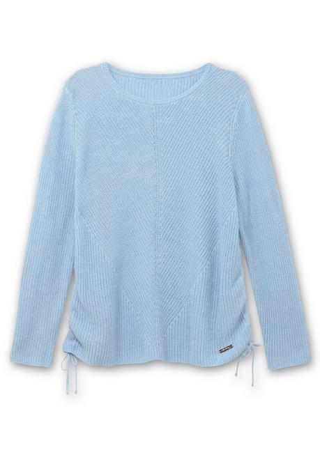 sheego Strickpullover mit Rippmuster und Raffung seitlich - eisblau sheego Günstiger Verkauf