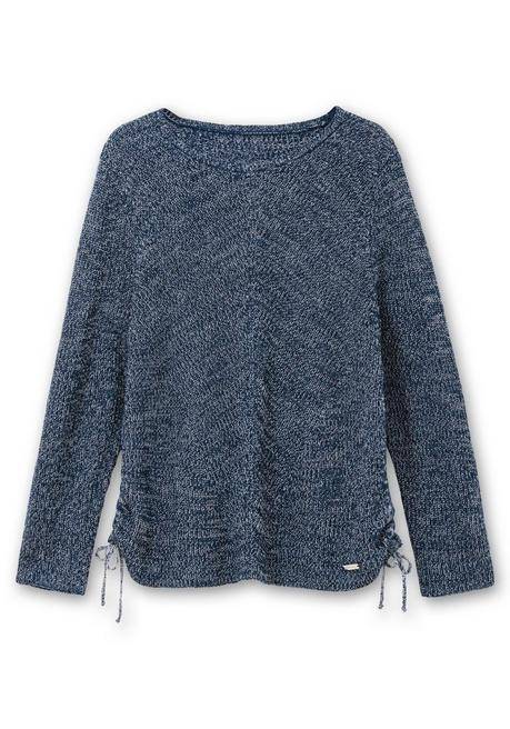 sheego Strickpullover mit Rippmuster und Raffung seitlich - dunkelblau sheego Meist gekauft