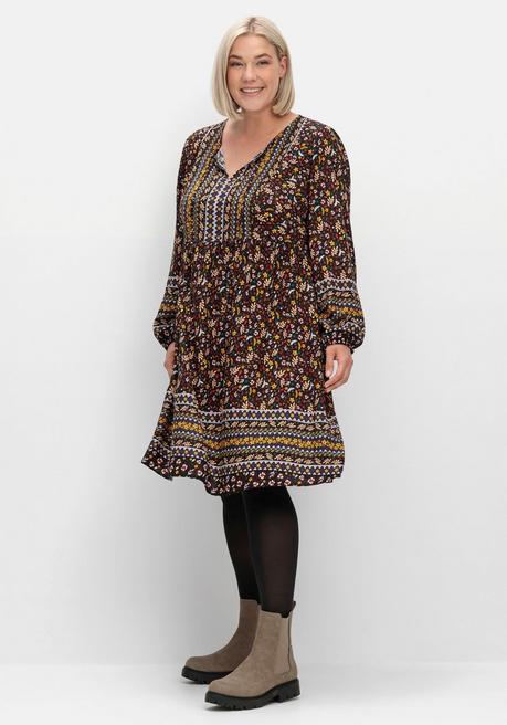 sheego Hängerchen-Kleid im Mustermix, in A-Linie - braun gemustert sheego Blitzverkäufe