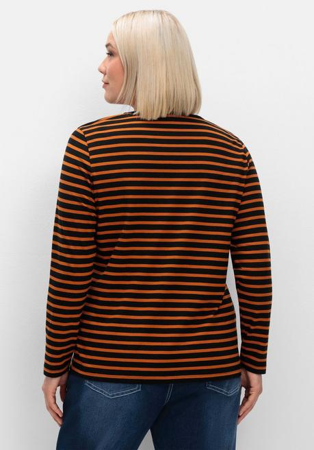sheego Ringelshirt mit Rundhalsausschnitt - schwarz gestreift sheego Kostenloser Versand