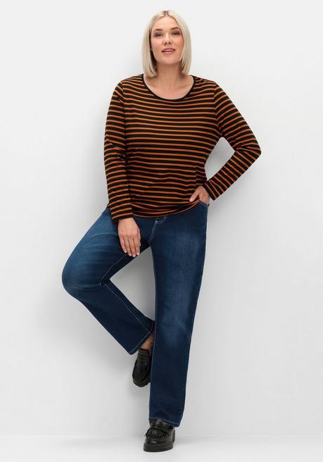 sheego Ringelshirt mit Rundhalsausschnitt - schwarz gestreift sheego Kostenloser Versand