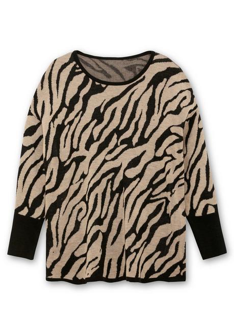 sheego Jacquard-Pullover mit Animalmuster - schwarz gemustert sheego Fabrik Onlineshop