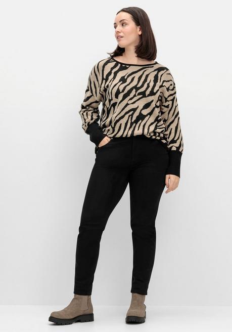 sheego Jacquard-Pullover mit Animalmuster - schwarz gemustert sheego Fabrik Onlineshop