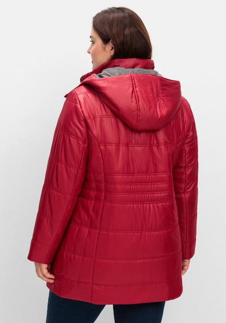 sheego Steppjacke mit Kapuze und Flanell-Details - kirschrot sheego Sonderangebot