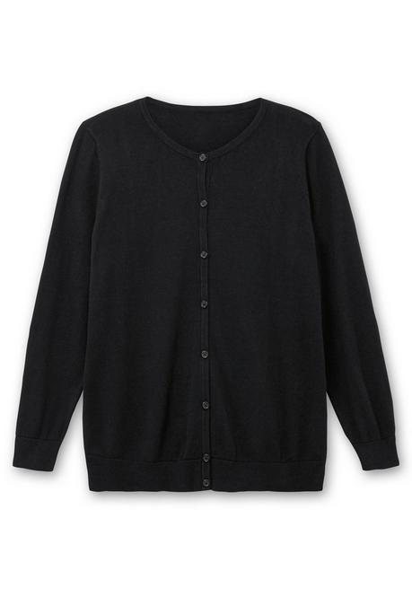 sheego Feinstrickjacke mit Rundhalsausschnitt und Knopfleiste - schwarz sheego Rabatt