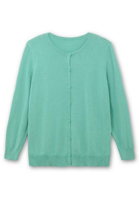 sheego Feinstrickjacke mit Rundhalsausschnitt und Knopfleiste - salbeigrün sheego Günstig kaufen