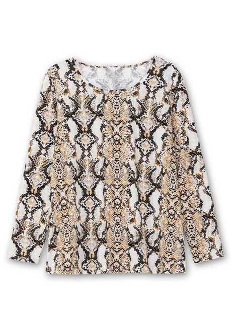 sheego Langarmshirt mit Animalprint und Rundhalsausschnitt - beigefarben gemustert sheego Versandkostenfrei