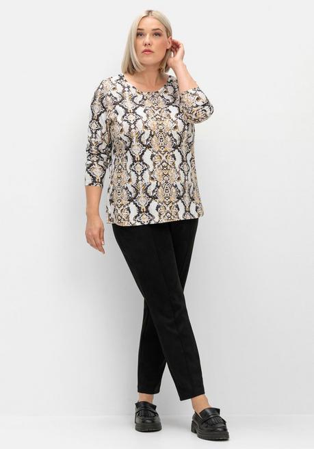 sheego Langarmshirt mit Animalprint und Rundhalsausschnitt - beigefarben gemustert sheego Versandkostenfrei