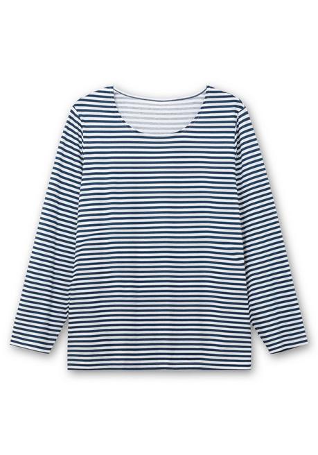sheego Gestreiftes Langarmshirt mit Rundhalsausschnitt - marine gestreift sheego Exklusivangebot