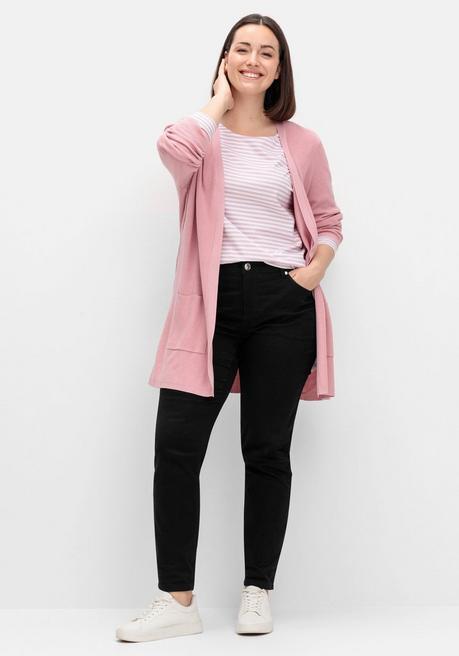 sheego Gestreiftes Langarmshirt mit Rundhalsausschnitt - rosé gestreift sheego Preisnachlass