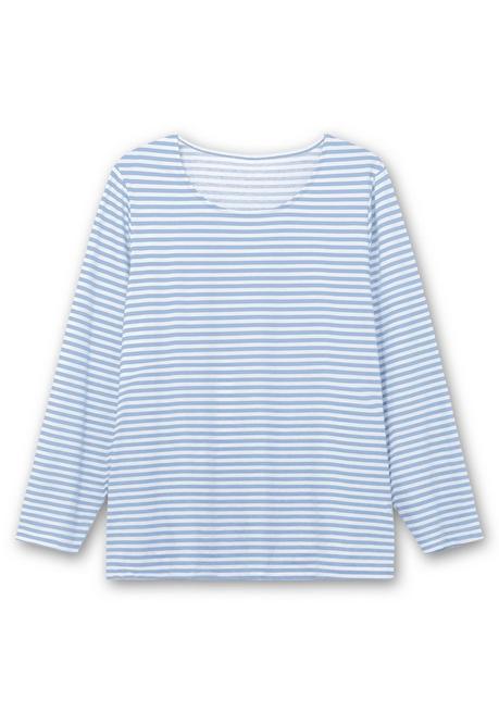 sheego Gestreiftes Langarmshirt mit Rundhalsausschnitt - mittelblau gestreift sheego Saisonschlussverkauf