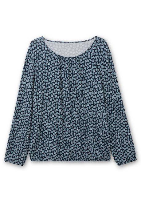sheego Langarmshirt mit Minimalprint und Saum-Gummizug - nachtblau gemustert sheego Black Friday