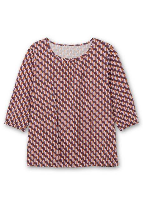 sheego 3/4-Arm-Shirt mit Grafikprint und Gummizugbund - aubergine gemustert sheego Weihnachtsangebot