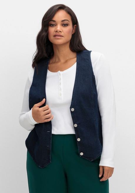 sheego Jeansweste in kurzer, taillierter Form - dark blue Denim sheego Jubiläumsangebot