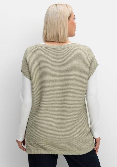 sheego Pullunder im Rippmuster mit Kordelzug am Saum - khaki sheego Top Angebot