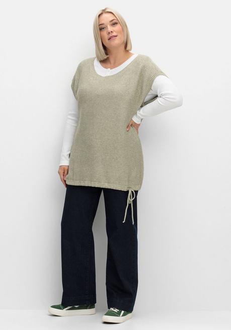 sheego Pullunder im Rippmuster mit Kordelzug am Saum - khaki sheego Top Angebot