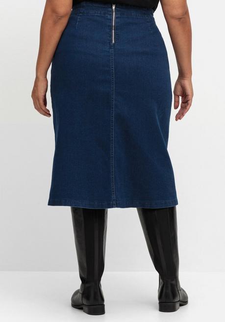 sheego Jeansrock mit Zierknopfleiste, in A-Linie - blue Denim sheego Online Outlet