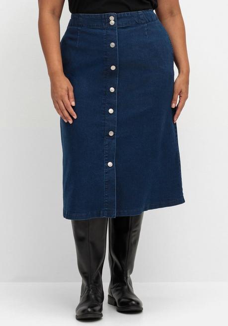 sheego Jeansrock mit Zierknopfleiste, in A-Linie - blue Denim sheego Online Outlet